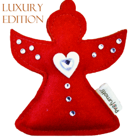 Profumatore Angelo rosso con Cuoricino & Cristalli in lana 100%