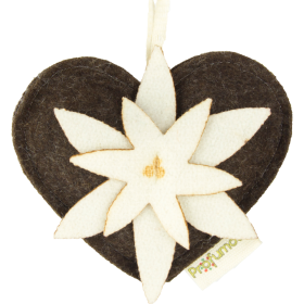 Heart with edelweiss diffuser almond & jasmine 100% wool
