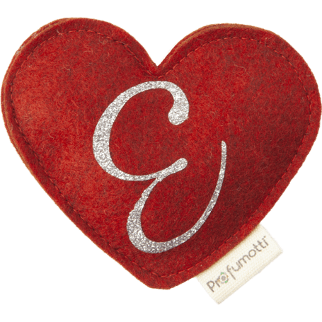 Profumatore cuore con glitter lettera E